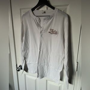 White Henley Long Sleeve Tee - Zeta Tau Alpha
